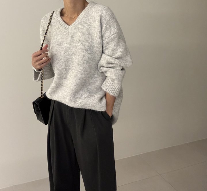 Ripple - Korean Women Fashion - #womensfashion - Mega V Neck Knit