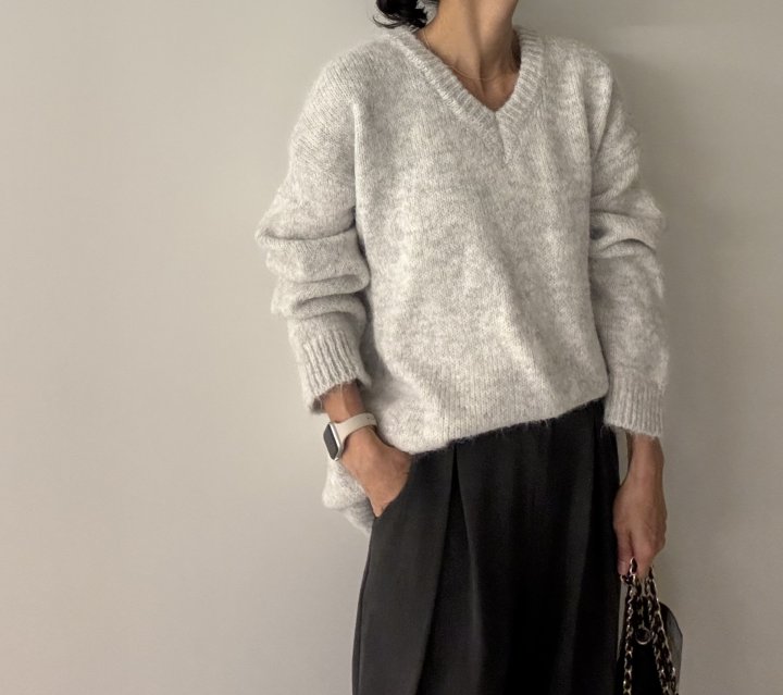 Ripple - Korean Women Fashion - #womensfashion - Mega V Neck Knit - 5