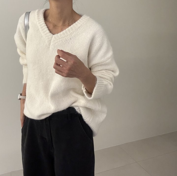 Ripple - Korean Women Fashion - #womensfashion - Mega V Neck Knit - 7