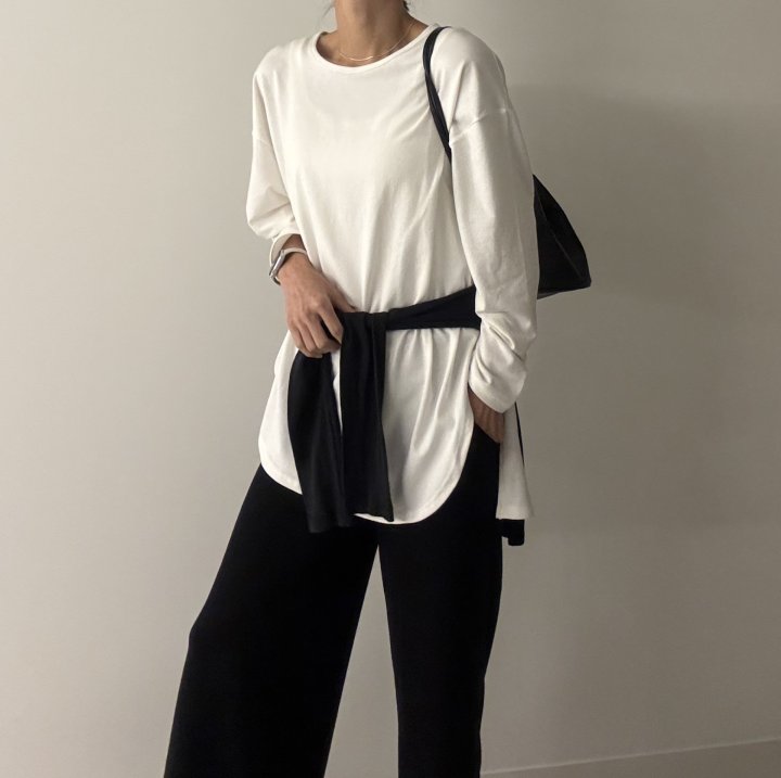 Ripple - Korean Women Fashion - #womensfashion - Cream Brushed Boxy Tee - 6