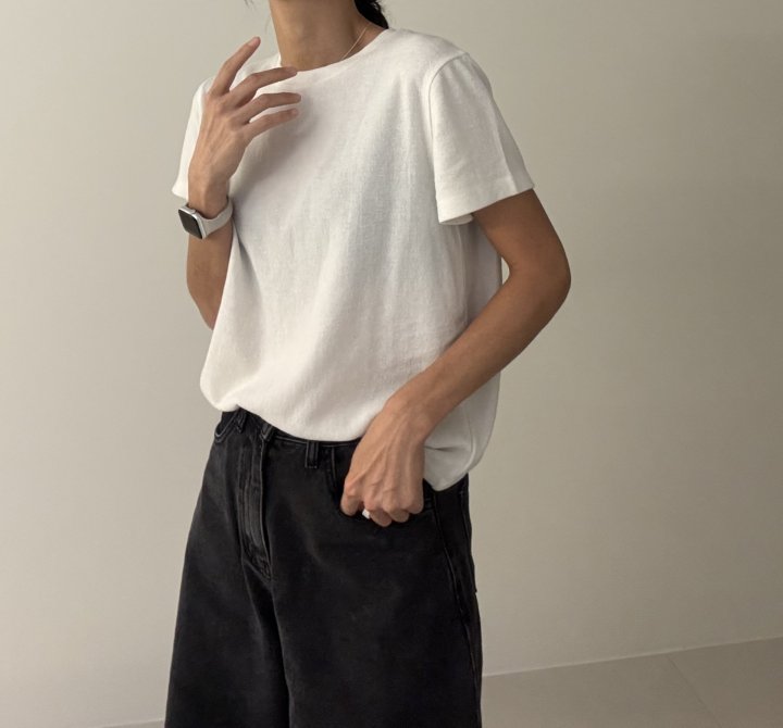 Ripple - Korean Women Fashion - #womensfashion - Comfy Plain Short Sleeve Tee - 10