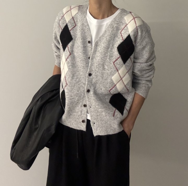 Ripple - Korean Women Fashion - #womensfashion - Argyle Cardigan - 3