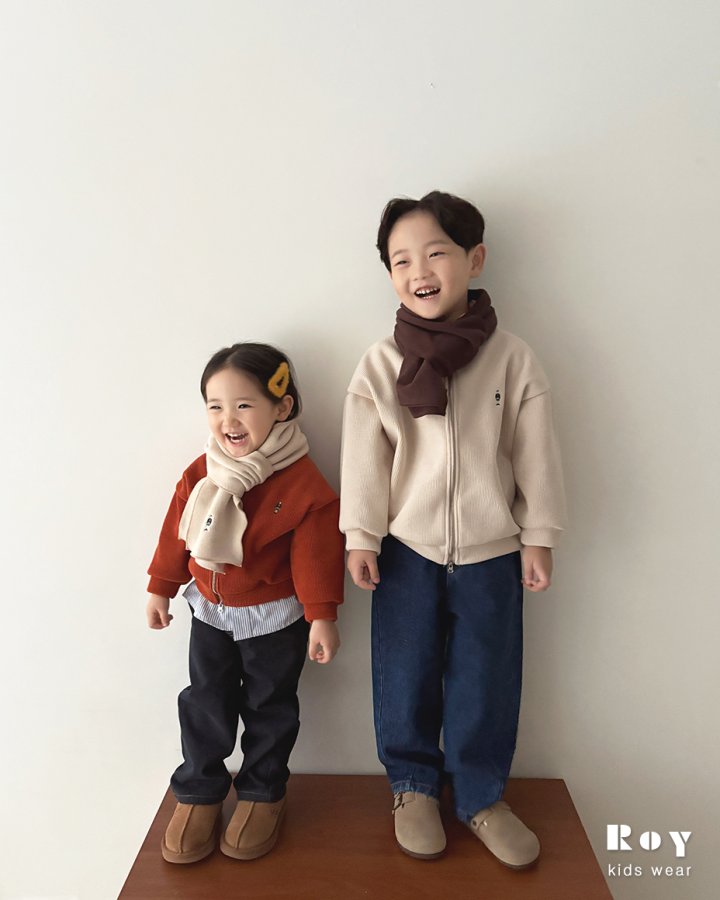 Roy - Korean Children Fashion - #childofig - Diagonal Fleece Jeans - 6