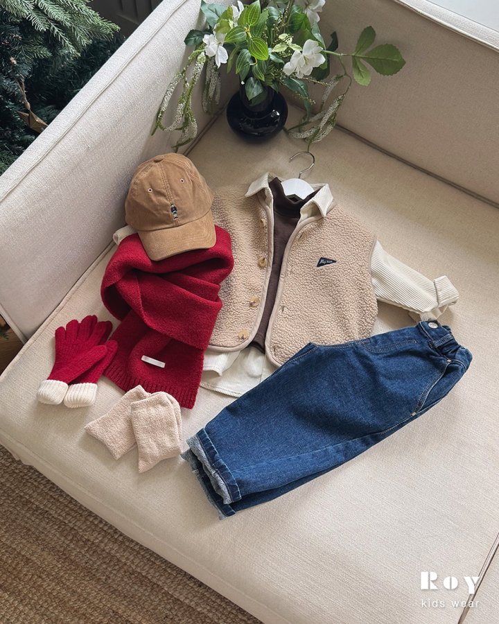 Roy - Korean Children Fashion - #childrensboutique - Diagonal Fleece Jeans - 8