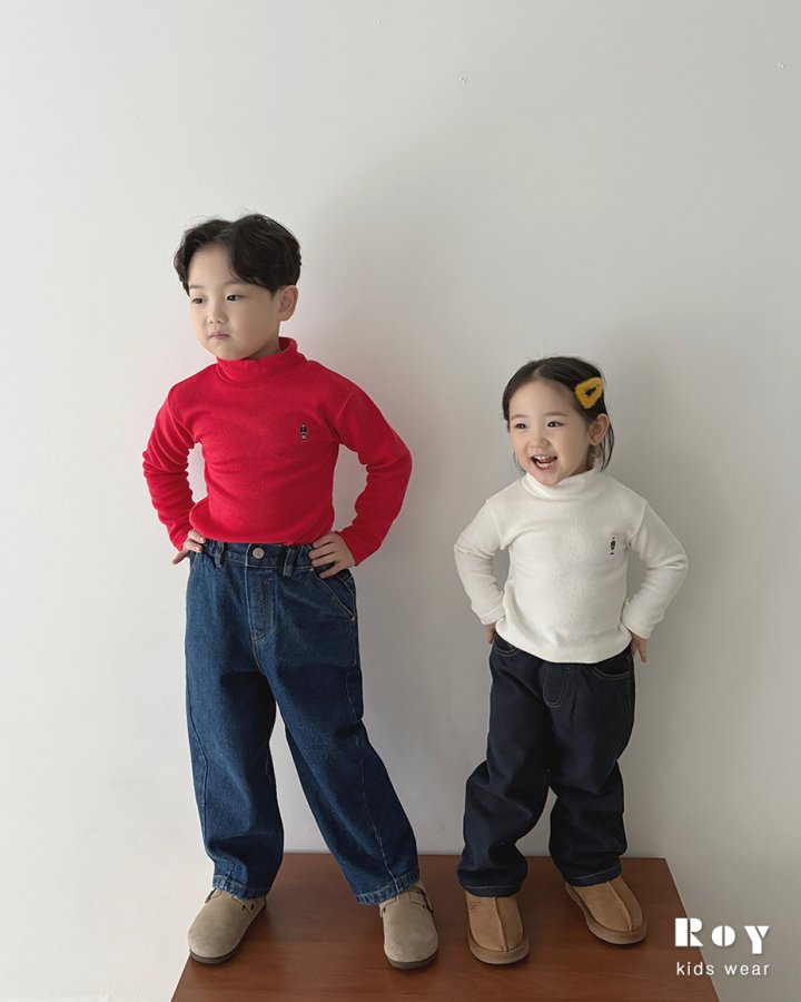 Roy - Korean Children Fashion - #magicofchildhood - Diagonal Fleece Jeans - 3