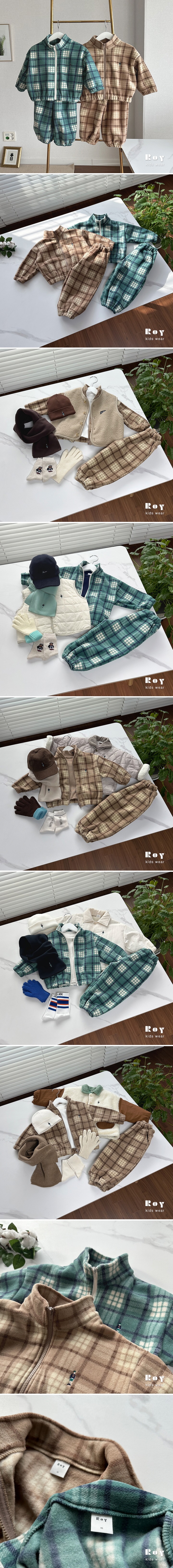 Roy - Korean Children Fashion - #prettylittlegirls - Toy Fleece Check Set - 2