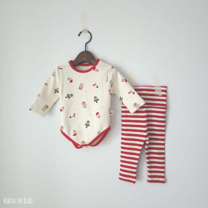 Saerobin - Korean Baby Fashion - #babywear - Christmas Bodysuit Set - 2
