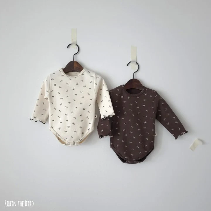Saerobin - Korean Baby Fashion - #onlinebabyboutique - Ribbon Fleece Frill Bodysuit