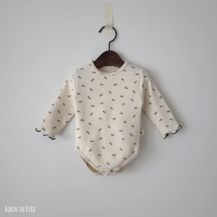 Saerobin - Korean Baby Fashion - #onlinebabyshop - Ribbon Fleece Frill Bodysuit - 2