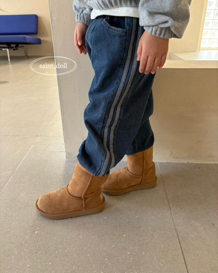 Saint Doll - Korean Children Fashion - #designkidswear - Line Denim Pants (Kids) - 11