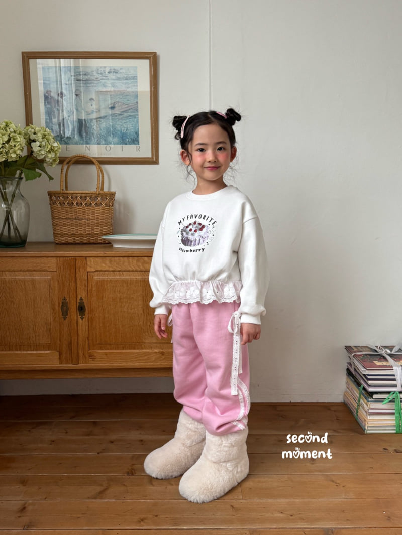 Second Moment - Korean Children Fashion - #fashionkids - Lace Ribbon Jogger Pants - 8