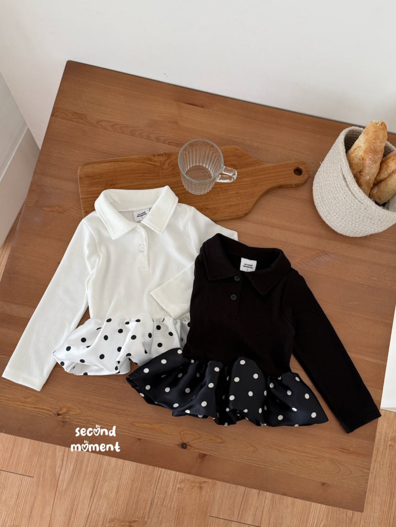 Second Moment - Korean Children Fashion - #kidzfashiontrend - Dot Balloon Collar Tee