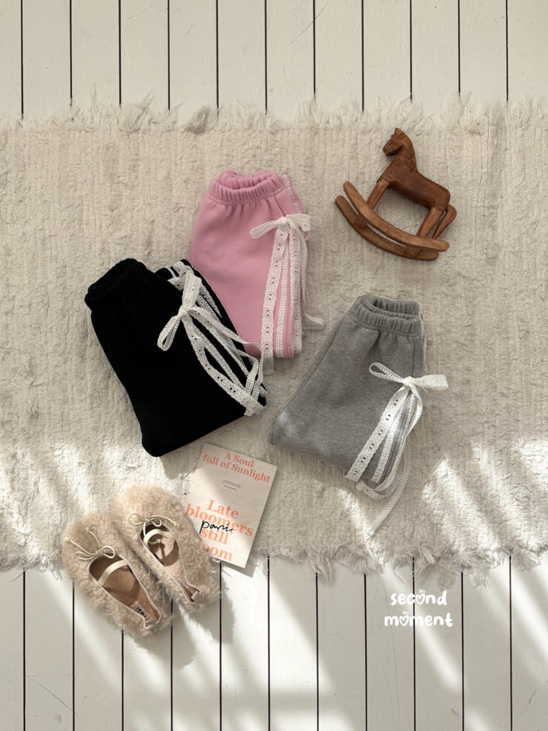 Second Moment - Korean Children Fashion - #stylishchildhood - Lace Ribbon Jogger Pants - 3