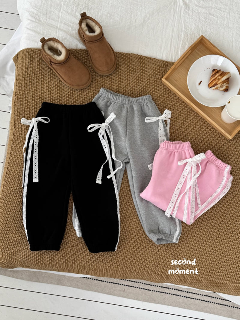 Second Moment - Korean Children Fashion - #todddlerfashion - Lace Ribbon Jogger Pants