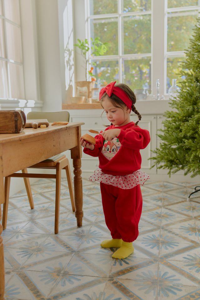 Sera - Korean Baby Fashion - #babyoninstagram - Bebe Heart Shiny Frill Set - 4