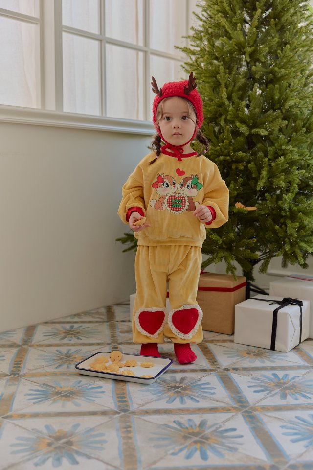 Sera - Korean Baby Fashion - #onlinebabyshop - Bebe Knee Heart Squirrel Set