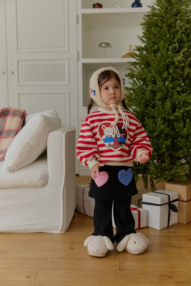 Sera - Korean Children Fashion - #prettylittlegirls - Stripe Heart Rabbit Sweatshirt - 4