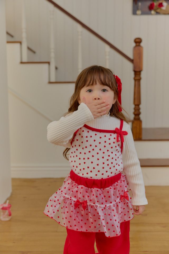 Sera - Korean Children Fashion - #childrensboutique - Heart Layered Turtleneck Tee - 3