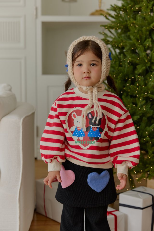 Sera - Korean Children Fashion - #designkidswear - Stripe Heart Rabbit Sweatshirt - 7