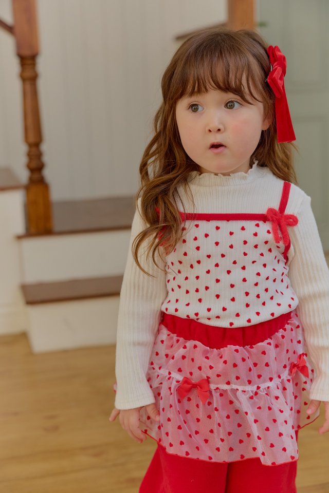 Sera - Korean Children Fashion - #discoveringself - Heart Layered Turtleneck Tee - 5