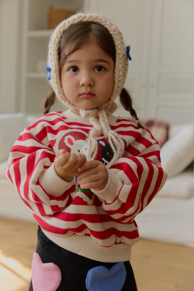 Sera - Korean Children Fashion - #fashionkids - Stripe Heart Rabbit Sweatshirt - 9