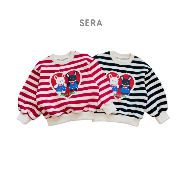 Sera - Korean Children Fashion - #kidzfashiontrend - Stripe Heart Rabbit Sweatshirt - 12