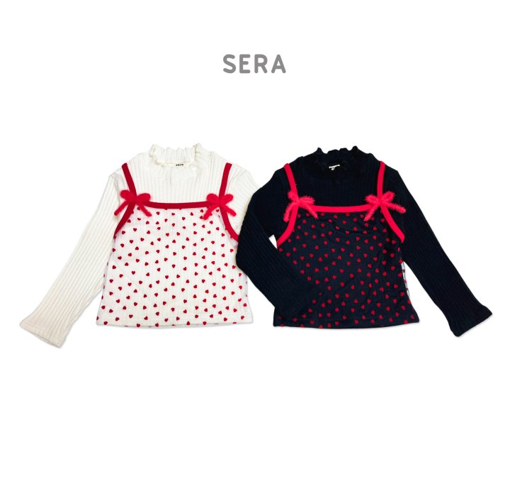 Sera - Korean Children Fashion - #magicofchildhood - Heart Layered Turtleneck Tee - 12