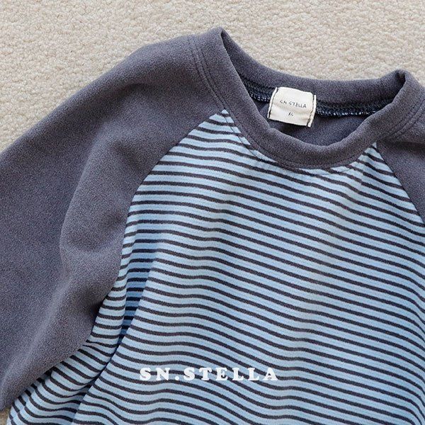 Sn.stella - Korean Children Fashion - #childrensboutique - Fluffy Stripe Raglan Tee - 10