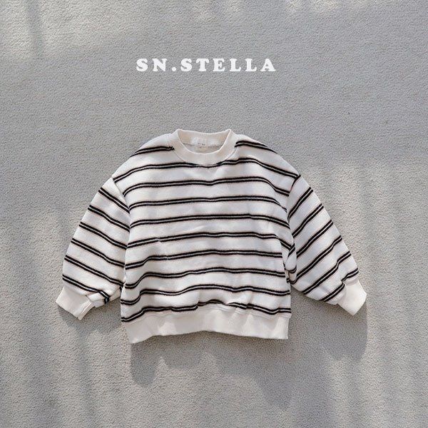Sn.stella - Korean Children Fashion - #childrensboutique - Cream Stripe Sweatshirt - 12