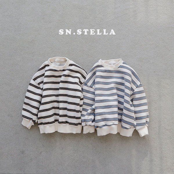 Sn.stella - Korean Children Fashion - #kidsstore - Cream Stripe Sweatshirt