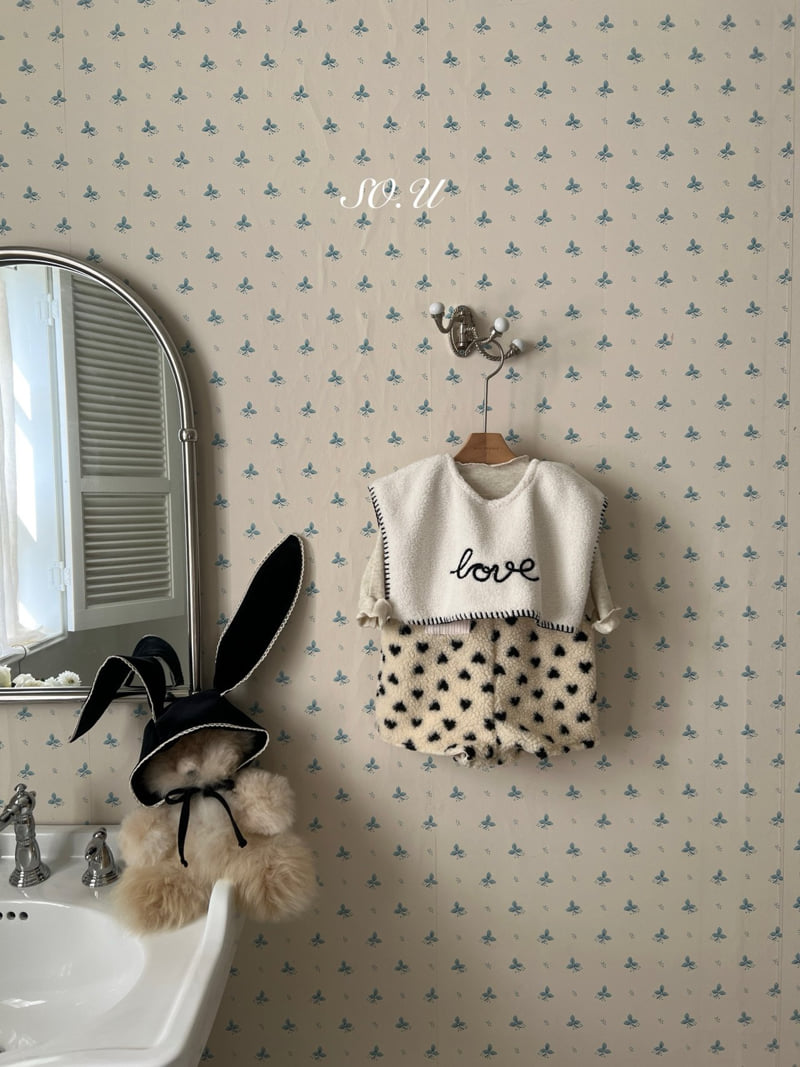 So U - Korean Baby Fashion - #babyboutique - Heart Fleece Overall Suit - 4