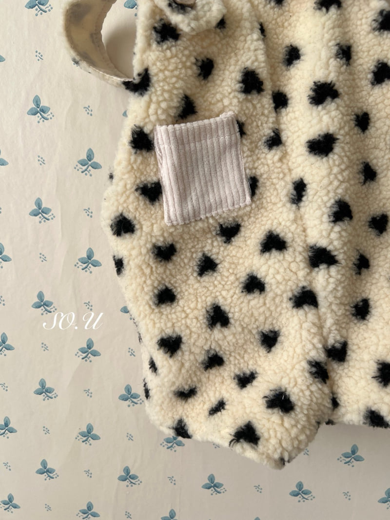 So U - Korean Baby Fashion - #babyclothing - Heart Fleece Overall Suit - 6