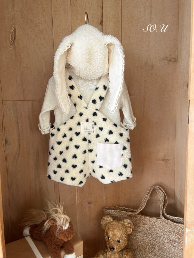 So U - Korean Baby Fashion - #babyoninstagram - Heart Fleece Overall Suit - 11