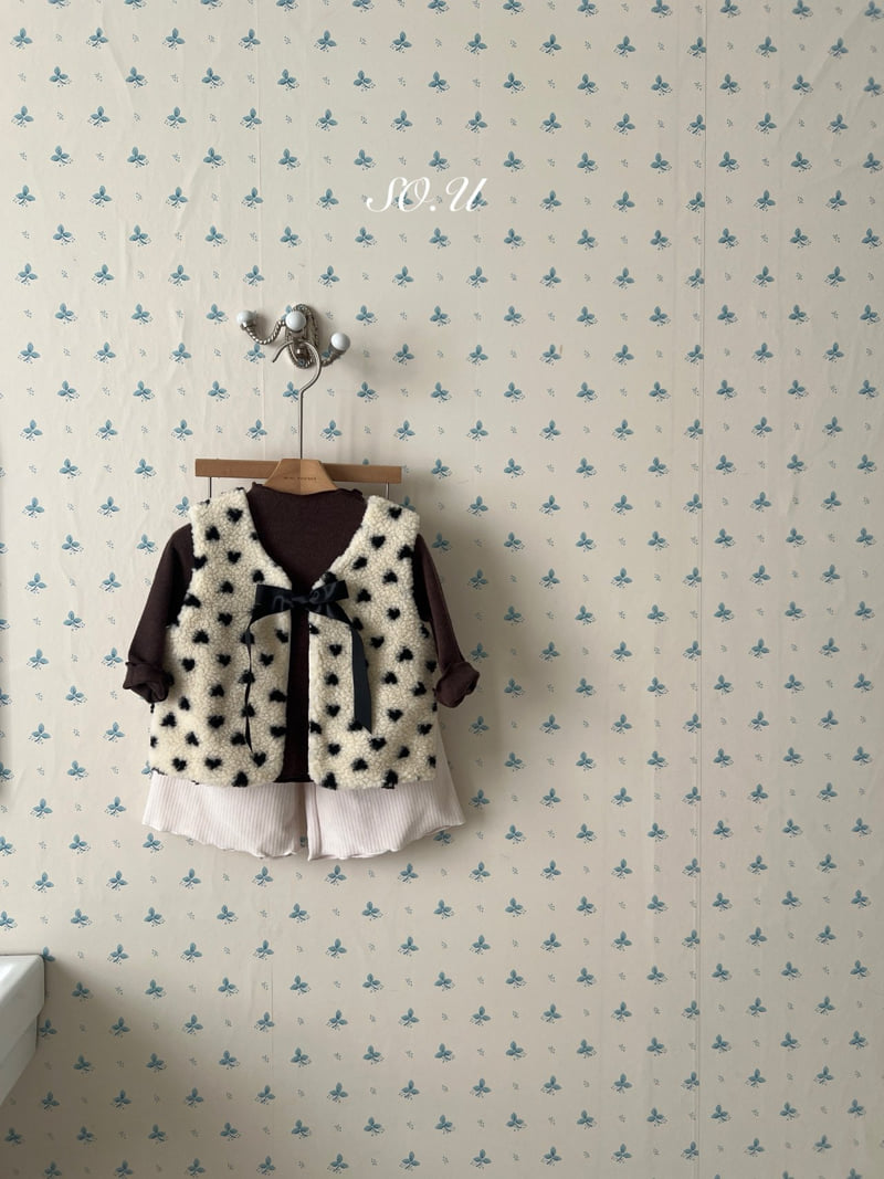 So U - Korean Baby Fashion - #onlinebabyboutique - Heart Fleece Vest - 5