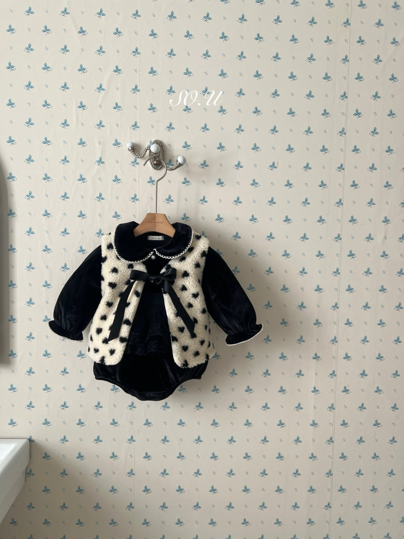 So U - Korean Baby Fashion - #onlinebabyshop - Heart Fleece Vest - 6