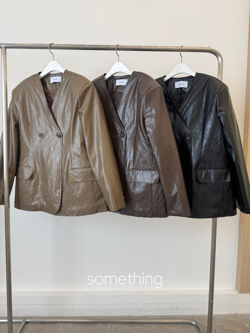 Something - Korean Women Fashion - #momslook - V Glossy Jacket
