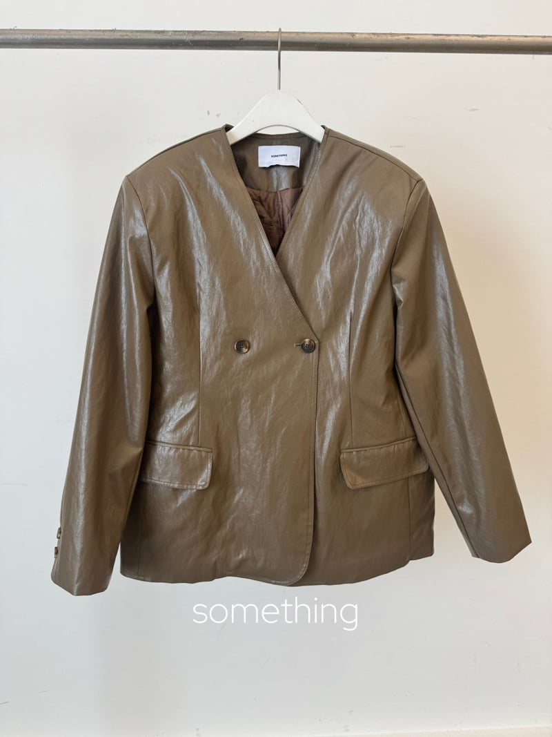 Something - Korean Women Fashion - #momslook - V Glossy Jacket - 3