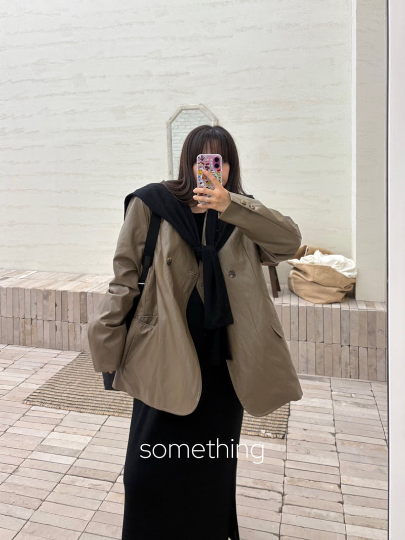 Something - Korean Women Fashion - #momslook - V Glossy Jacket - 5