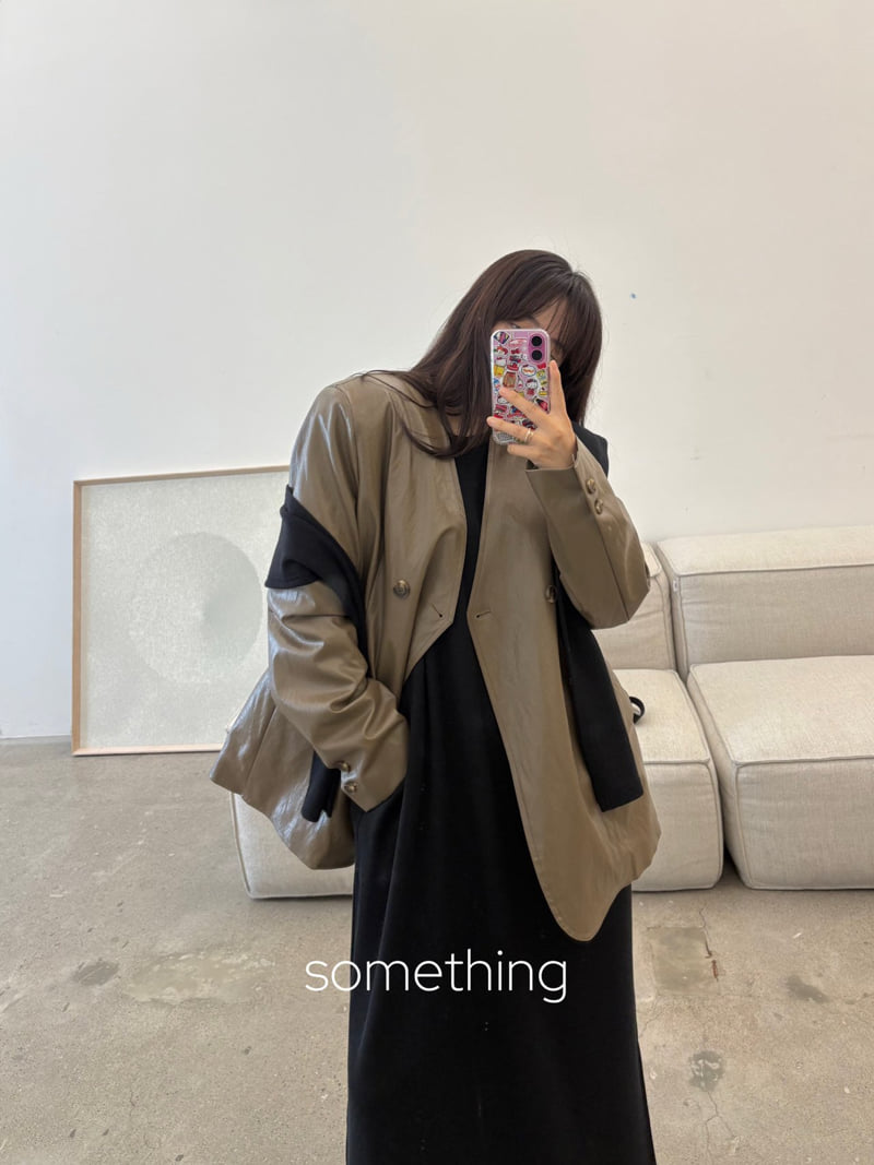 Something - Korean Women Fashion - #momslook - V Glossy Jacket - 7