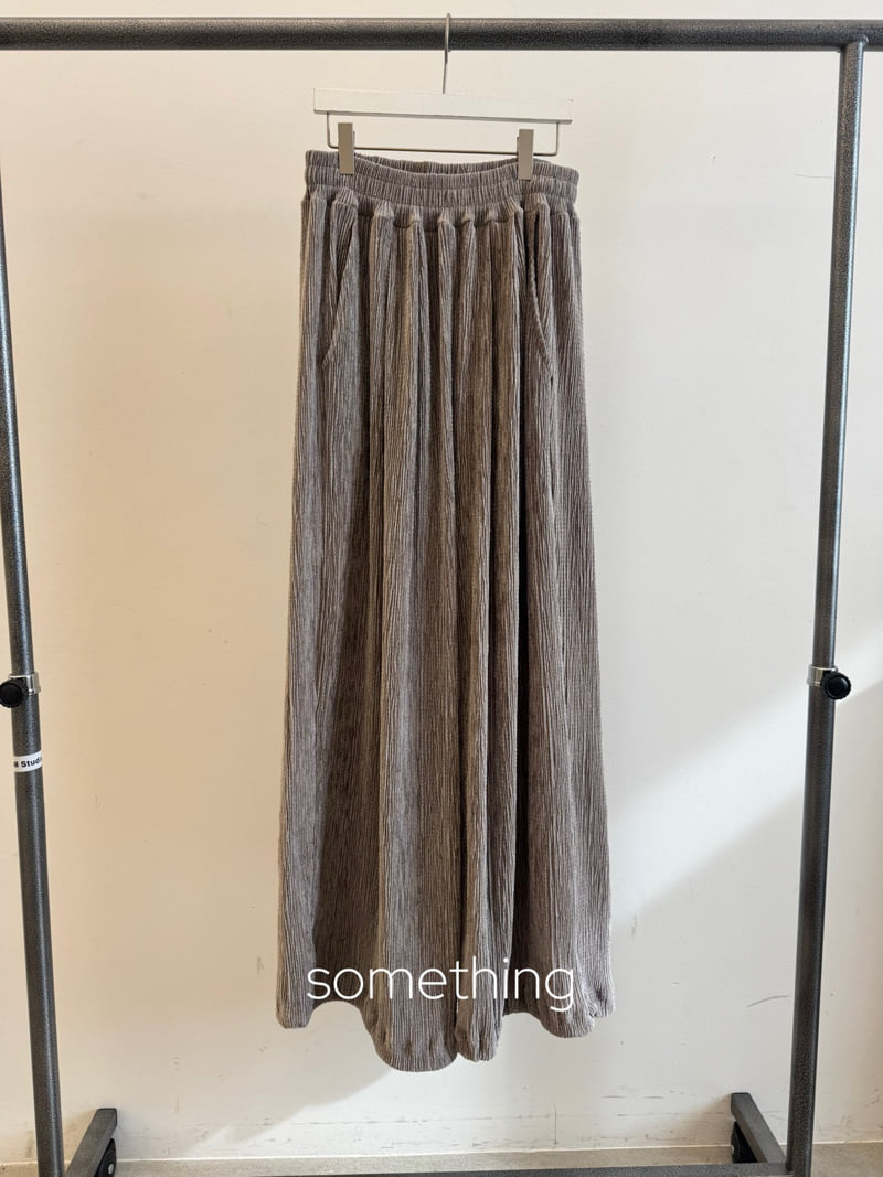 Something - Korean Women Fashion - #shopsmall - Velvet Pleats Pants - 3