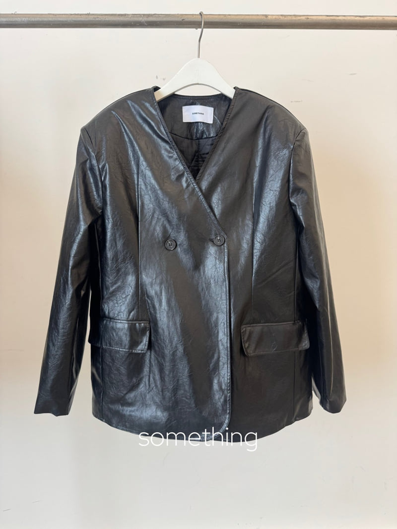 Something - Korean Women Fashion - #womensfashion - V Glossy Jacket - 2