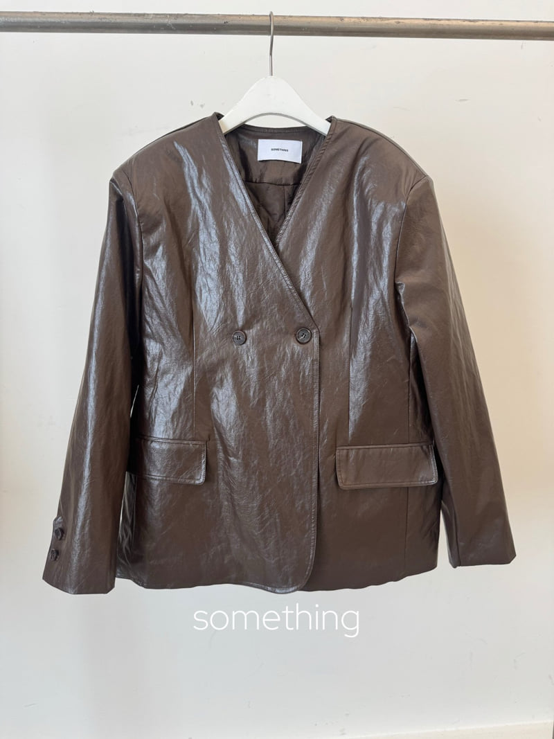 Something - Korean Women Fashion - #momslook - V Glossy Jacket - 4