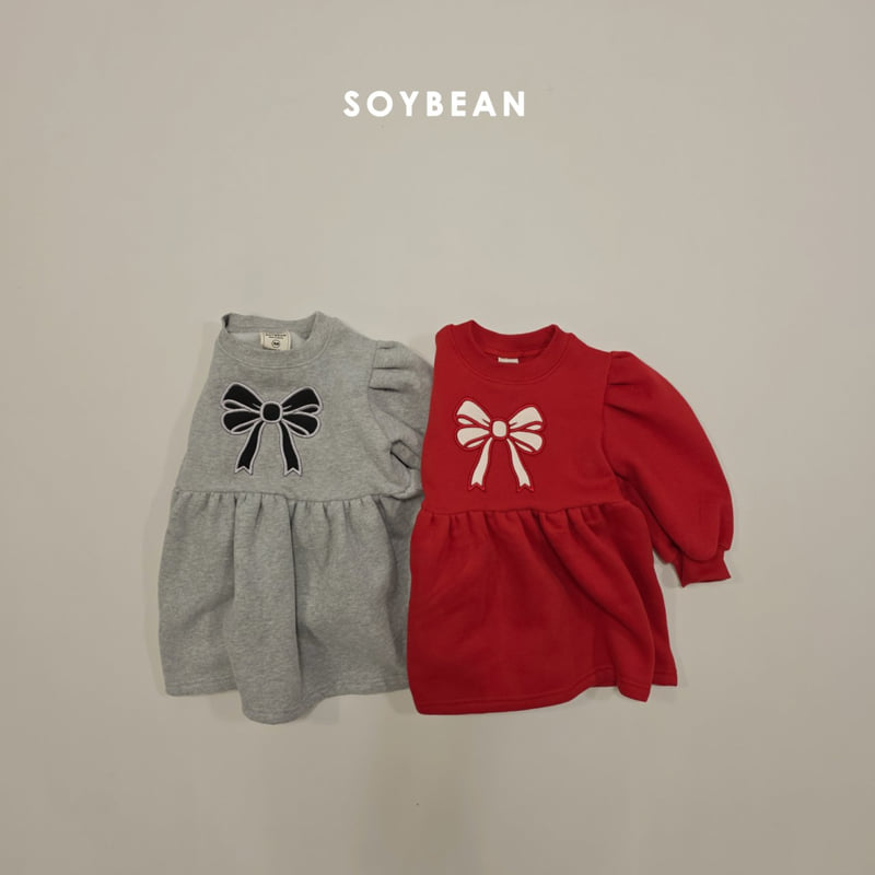 Soybean - Korean Baby Fashion - #babyboutiqueclothing - Ribbon Fleece Sweatshirt One-piece - 11
