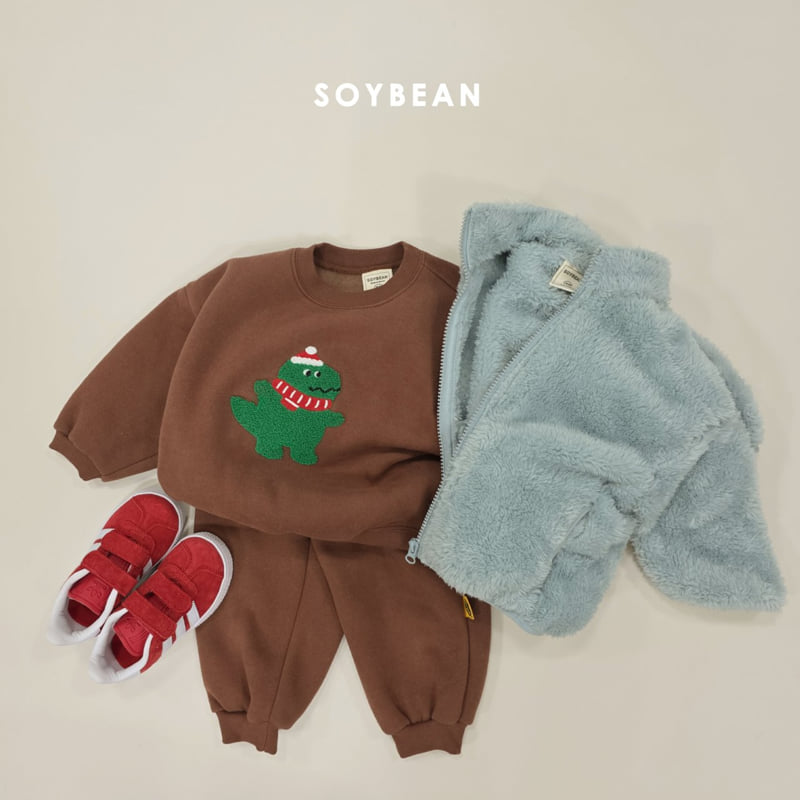 Soybean - Korean Baby Fashion - #babyoutfit - Dino Bouclé Embroidery Set - 12