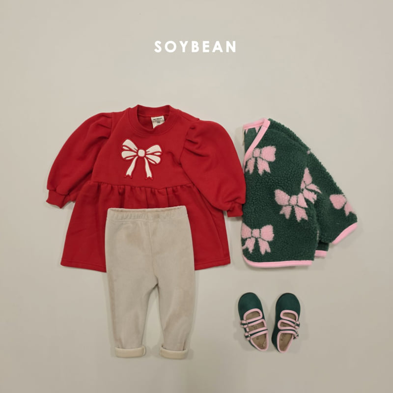 Soybean - Korean Baby Fashion - #babywear - Ribbon Fleece Sweatshirt One-piece - 6