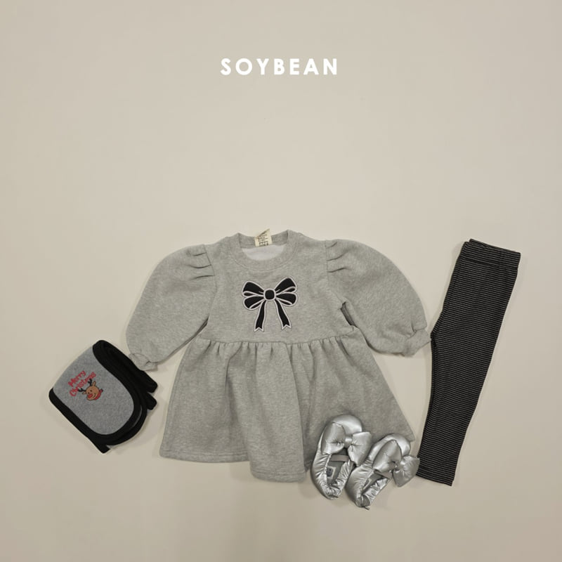 Soybean - Korean Baby Fashion - #onlinebabyboutique - Ribbon Fleece Sweatshirt One-piece - 7