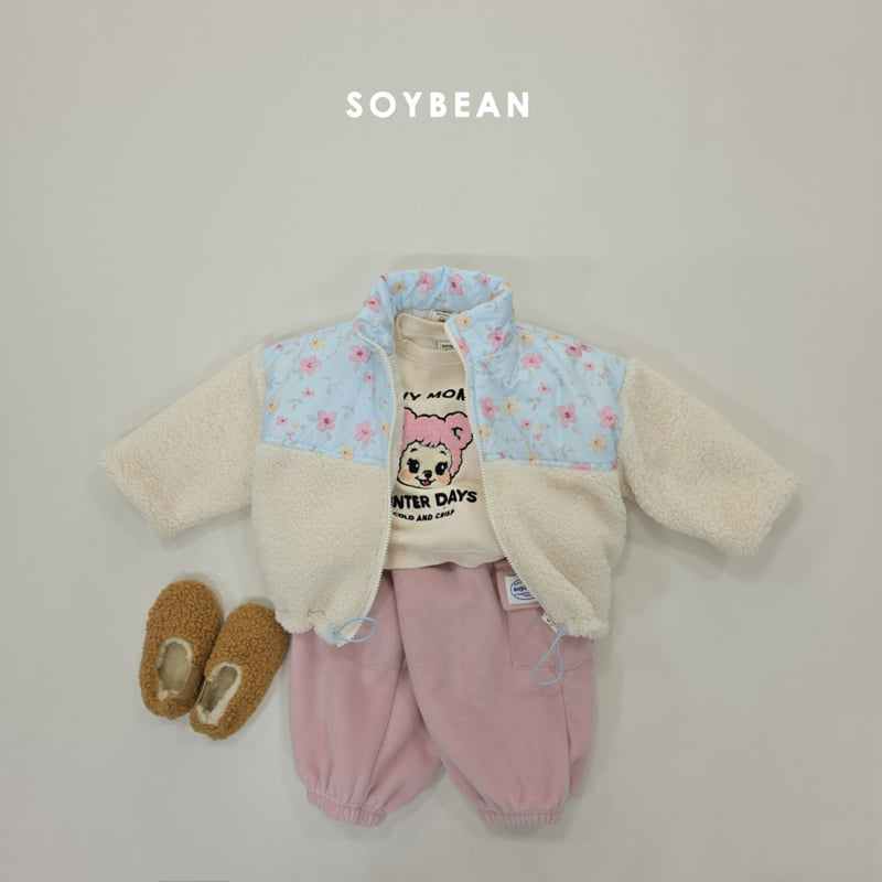 Soybean - Korean Children Fashion - #childofig - Flower Contrast Fleece Jacket - 6