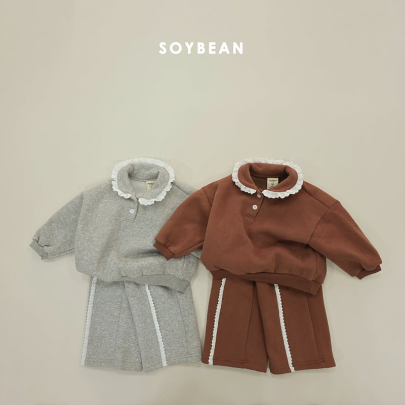 Soybean - Korean Children Fashion - #childofig - Collar Frill Fleece Set
