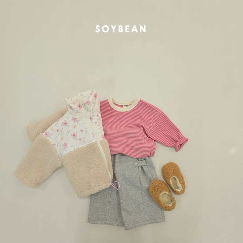 Soybean - Korean Children Fashion - #childrensboutique - Flower Contrast Fleece Jacket - 8