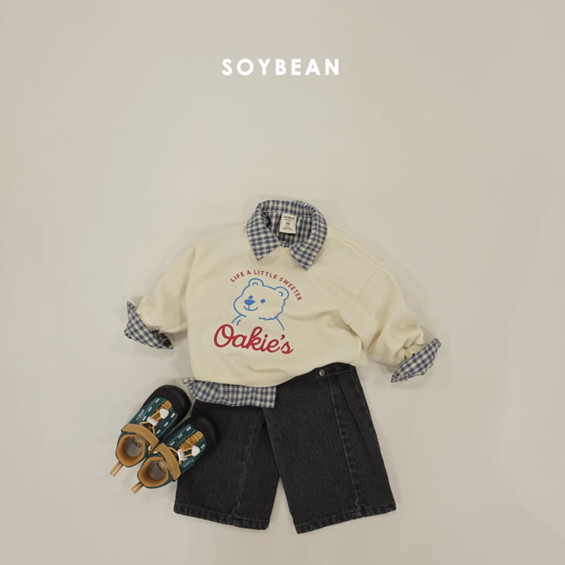 Soybean - Korean Children Fashion - #childofig - Snap Cut Brushed Denim Pants - 4